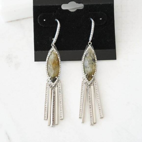 Anthropologie Melanie Auld Labradorite Fringe Earrings - Picture 1 of 4